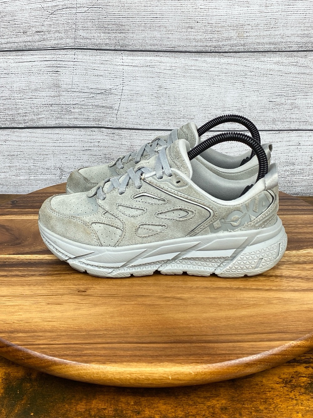 HOKA One One Clifton L Grey Suede Shoe Women’s Sneaker Size 5.5